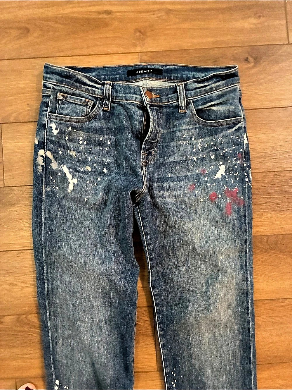 J Brand Mid Johnny Boy Skinny Painted Skinny Jeans Waist 26 Blue